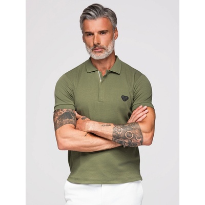 Ombre polo shirt with zip neckline olive