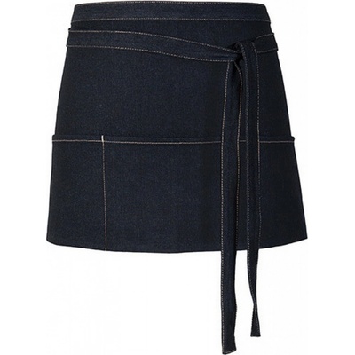 Link Kitchen Wear Džínová koktejlová gastro zástěra se třEma kapsama Černá X991
