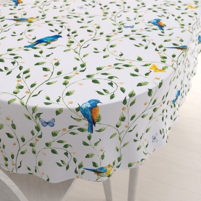 Biante bavlna oválný ubrus Sandra SA-501 Modří ptáčci a větvičky na bílém 100x160cm