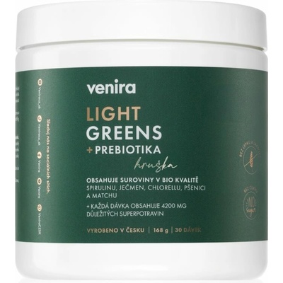 Venira Light Greens + prebiotika prášek na přípravu nápoje pro detoxikaci příchuť Pear 168 g