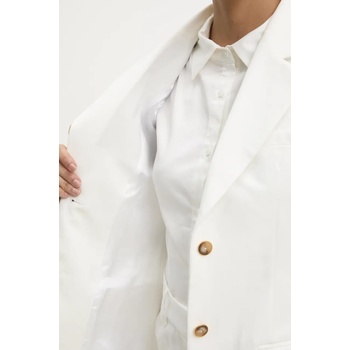 Answear Lab Вталено сако с шал Answear Lab в бяло с едно копче с изчистен дизайн (WS25.KZD006)