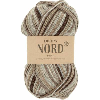 Drops Nord Print 107 hnedé odtiene
