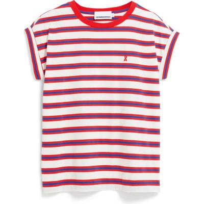 Armedangels Дамска тениска ARMEDANGELS Women's Idaara Stripes T-shirt - Light Oatmilk / Mars Red / Dynamo Blue (916-2765-0913)
