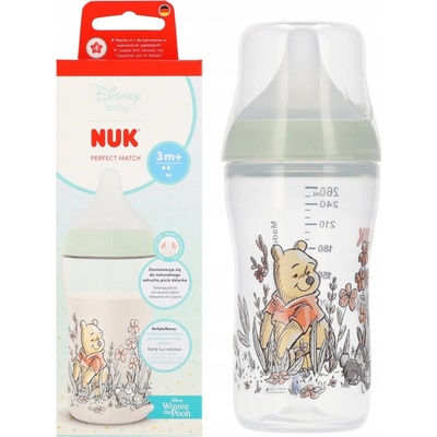 Nuk Perfect Match fľaša s kontrolou teploty Disney Medvedík Pú 260 ml