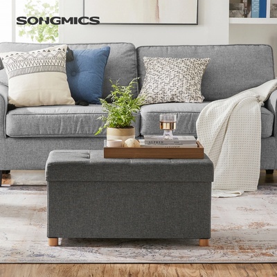 SONGMICS Úložný sedací box na nožkách 65 l tmavě šedý – Zboží Dáma