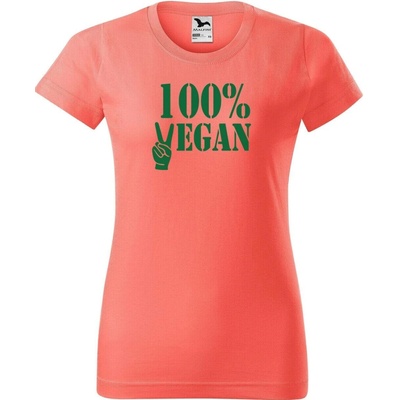 DOBRÝ TRIKO Dámské tričko 100% vegan zelený potisk Korálová