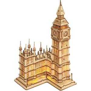 RoboTime дървен 3D пъзел часовникова кула Биг Бен светещ (TG507)