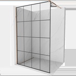 Mexen Kioto душ екран Walk-in 130 x 200 cm, черна решетка 8 мм, розово злато (800-130-101-60-77)