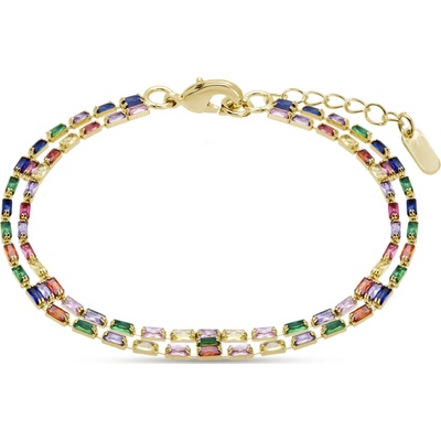Biju Pozlacený dvojitý náramek s barevnými zirkony 3010 2003010