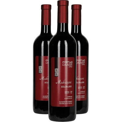 Loladze Wine Loladze MUKUZANI červené suché víno 14.5% 3 x 0,75 l (holá lahev)