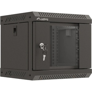 Lanberg rack cabinet 10" wall-mount 4U/300x300 (flat pack) with glass door black (WF11-3304-10B) - TechnoGear