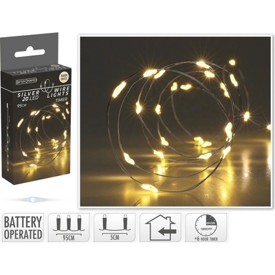 Kinekus Svetlo vianočné 20 LED teplé biele s časovačom baterky vnútorné