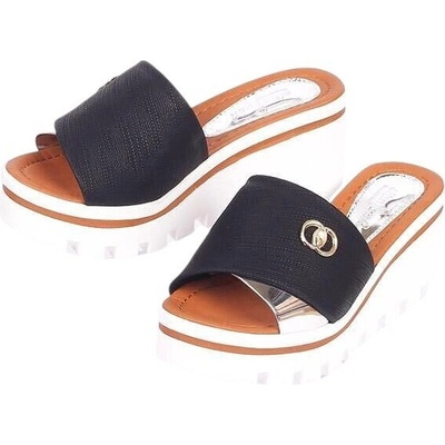 Дамски чехли в черно и бяло