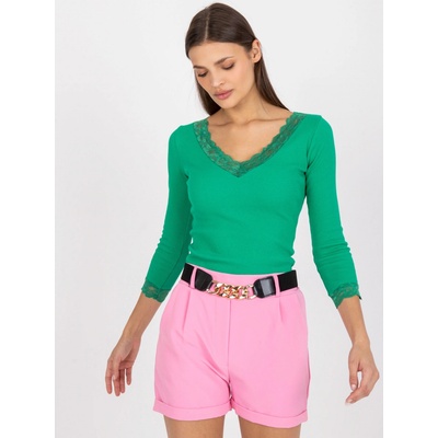 Dámske tričko S VÝSTRIHOM S ČIPKOU RV BZ 7843 44P DARK GREEN