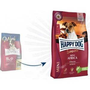 Happy Dog Mini Africa - храна за алергични и капризни кучета от дребни породи, с месо от щраус, картофи, 4 кг, Германия - 61231