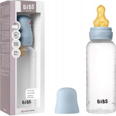 Bibs antikoliková fľaša s kaučuk cumlíkom Baby Blue 270ml