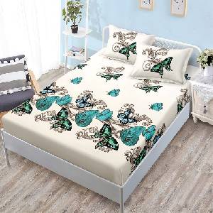 EmonaMall Долен чаршаф с ластик и две калъфки (за матрак от 160x200 до 180x200) EmonaMall, 3 части - Модел S19319 (S19319-66666L)