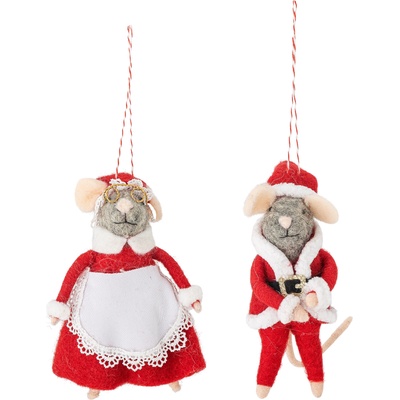 Bloomingville Peo, коледни играчки мишки Дядо Коледа и Снежанка, 2 бр (82061882)