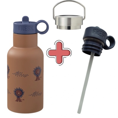 Fresk : 2 в 1 Бутилка и термос от неръждаема стомана с вградена сламка 350мл - Lion (FR-FD300-20+FR-LID401)