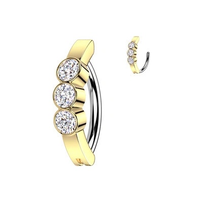 Šperky4U zlacený piercing do pupíku se zirkony WP0094-GD