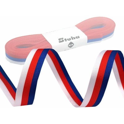 Taftová stuha TRIKOLORA CZ / Česká republika, šíře 1cm (stuha v metráži)