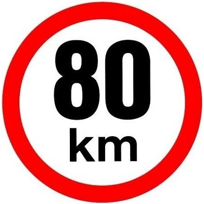 Samolepka maximální rychlosti 80 km, průměr 150mm na přívěsné vozíky vozíky