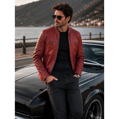 Max Original Leather Pánska kožená bunda AXEL thunder red Thunder red