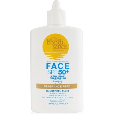 Bondi Sands SPF 50+ Fragrance Free слънцезащитен флуид за лице без парфюм SPF 50+ 50ml