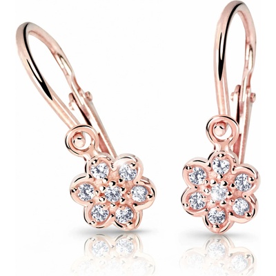 Cutie Jewellery detské náušnice z ružového zlata C2746-10-X-4 biela