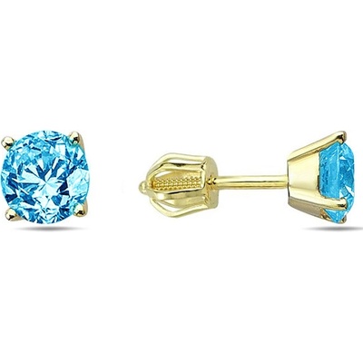 Lillian Vassago Zlatá náušnica so zirkónom vo farbe akvamarínu 5 mm LLV98-GER169Š/01 Žltá