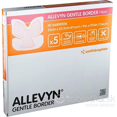 ALLEVYN Gentle Border Heel krytie na rany adhez. 23 x 23,2 cm 5 ks