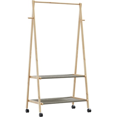vidaXL L Стелаж за дрехи с рафтове и колела 96x45, 5x155, 5 cm Бамбук (4008909)