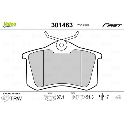 VALEO Sada brzdových platničiek kotúčovej brzdy 301463