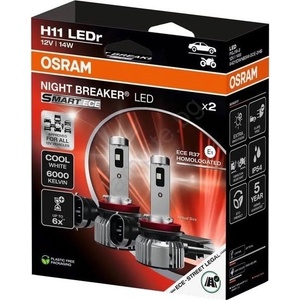 OSRAM Комплект от 2 бр. автомобилни LED крушки NIGHT BREAKER SMART H11 PGJ19-2/14W/12V 6000K - Osram (OA0049)