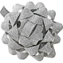 Vianočná darčeková mašľa strieborná 80mm