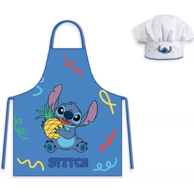 Zorluteks Tekstil Dětská zástěra LILO&STITCH set s čepicí modrý
