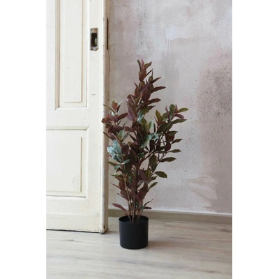 Umelý červený fikus GOMMA, plast, výška 90 cm, zeleno-červená