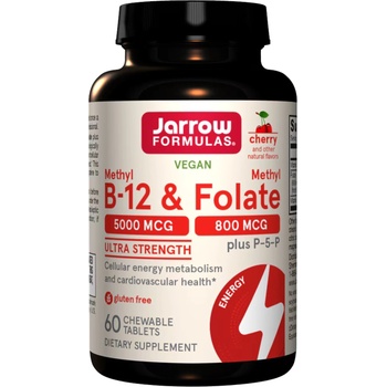 Jarrow Formulas Methyl B-12 5000 & Methyl Folate, 60 дъвчащи таблетки, Jarrow Formulas (8521)