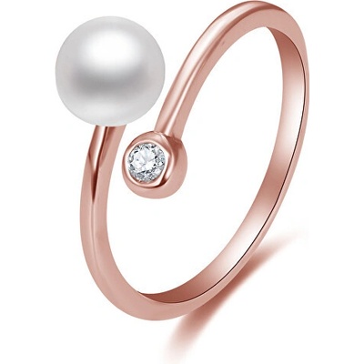 Beneto otevřený bronzový s pravou perlou a zirkonem AGG469P RG