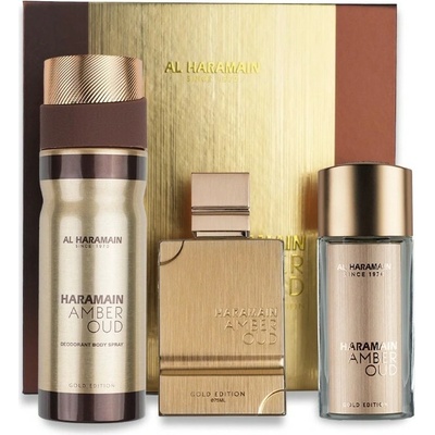 Al Haramain Amber Oud Gold Edition Extreme Extrait de EDP 75 ml + extrait de EDP 30 ml + telový závoj 250 ml darčeková sada