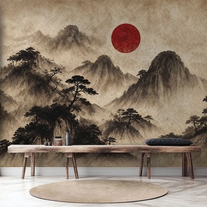 Art Gift Decor Фототапет Японски планини и червено слънце