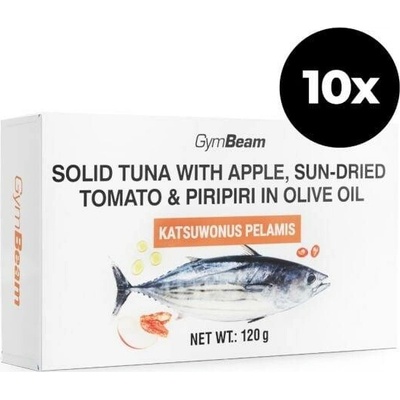 GymBeam Tuniak v olivovom oleji s jablkom, sušenými paradajkami a piripiri 10 x 120 g