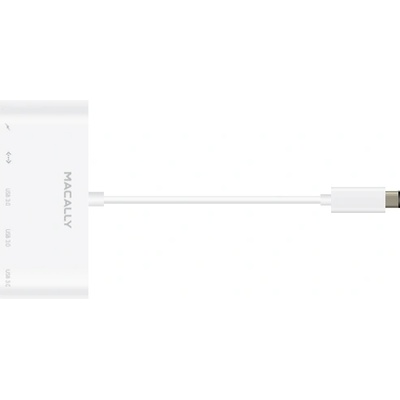 Macally USB-C хъб с 3xUSB-A, Gigabit Ethernet и USB-C портове - Macally 3.1 USB-C Hub with USB, USB-C and Gigabit Ethernet (бял_ (UC3HUB3GBC)