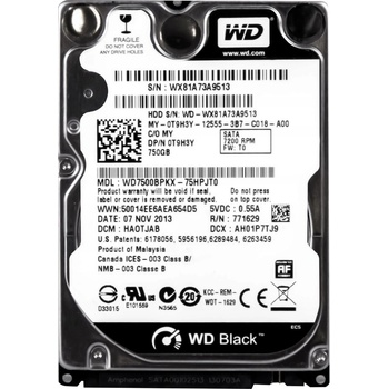 WD SCORPIO 750GB, 2,5", SATA/600, 7200RPM, 16MB, WD7500BPKX