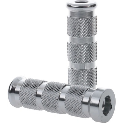 Aluminium Knurled Replacement Road/Track Footrest Pegs Round (Silver / Chrome) - PAIR PEGRNDCH
