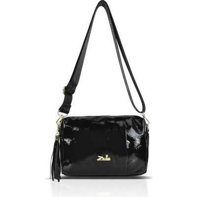 Zellia dámska kabelka Zlb210 z čiernej lakovanej kože crossbody 25 x 17 x 9 cm