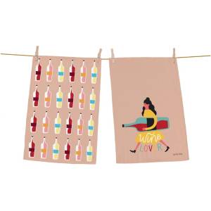 Butter Kings Комплект от 2 памучни кухненски кърпи , 70 x 50 cm Wine Lover - Butter Kings (VD53_dish_towel)