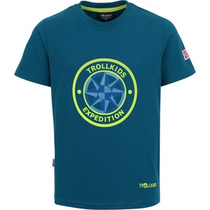 TROLLKIDS Детска тениска Trollkids Kid's Windrose T T-shirt - Petrol / Lime - размер 110 (EU) (704-1810-0213)