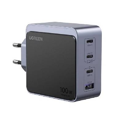 Зарядно устройство Ugreen Nexode Air, от контакт към 3x USB C(ж), 1x USB A(ж), сиво, 100W (UGREEN-35043)