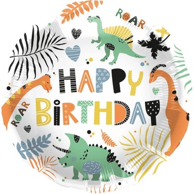 Folat Balonek fóliový Happy Birthday dinosauři 45 cm